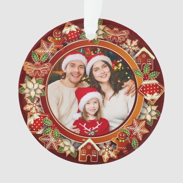 & Weihnachts-Gingerbread I Benutzerdefiniertes Wei Ornament (Vorderseite)