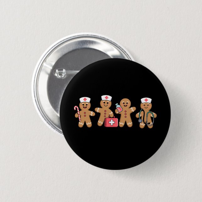 Weihnachts Gingerbread Krankenwagen Team Crew Gesc Button (Vorne & Hinten)