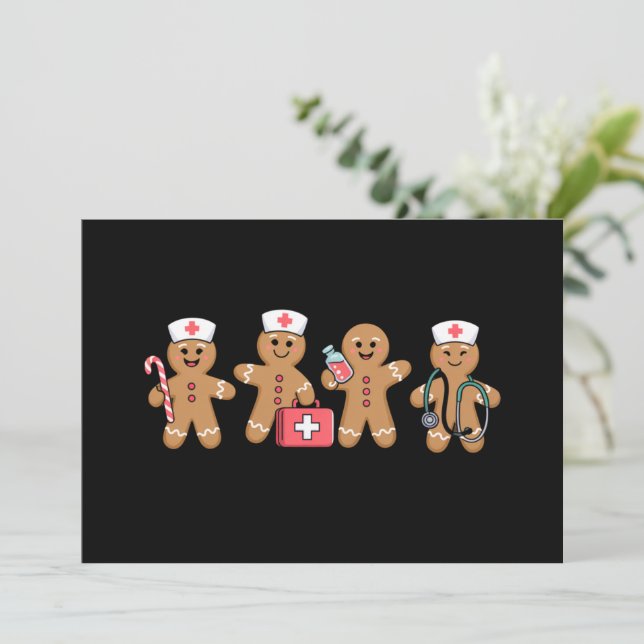 Weihnachts Gingerbread Krankenwagen Team Crew Gesc Einladung (Stehend Vorderseite)