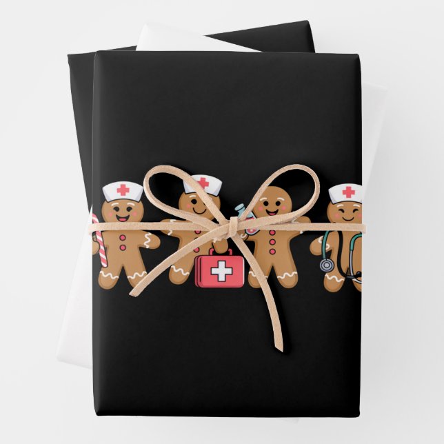 Weihnachts Gingerbread Krankenwagen Team Crew Gesc Geschenkpapier Set (Beispiel)