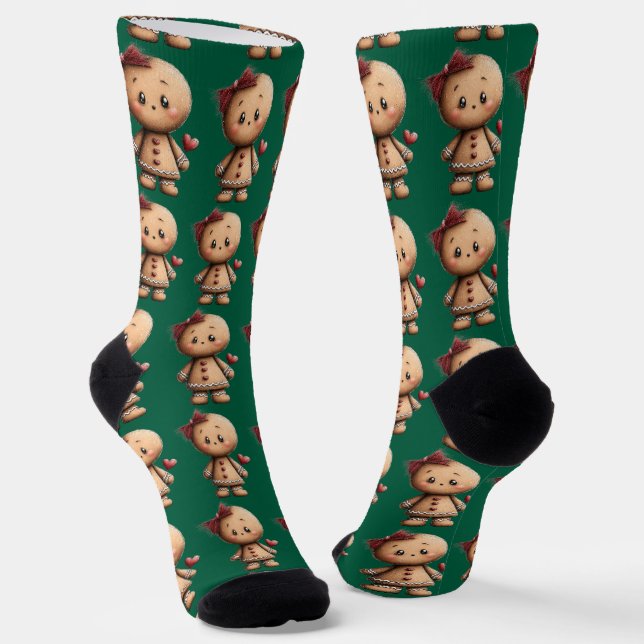 Weihnachts-Gingerbread-Mädchen Socken (Gewinkelt)