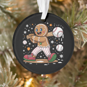 Weihnachts-Gingerbread-Man-Sportler Baseball Ornament