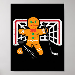 Weihnachts-Gingerbread-Mann-Eishockey-Spaß-Xmas-Mä Poster