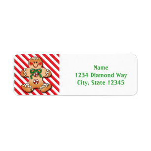 Weihnachts-Gingerbread-Mann-Feiertags-Adressetiket