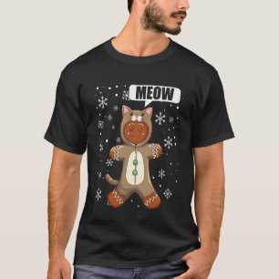 Weihnachts-Gingerbread-Mann-Miau-Attrappe-Katze T-Shirt