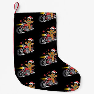 Weihnachts-Gingerbread-Mann-Motorrad-Biker-Santa Kleiner Weihnachtsstrumpf