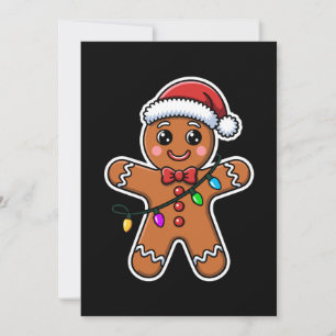 Weihnachts-Gingerbread-Mann-Santa-Hut-Lichter Xmas Einladung