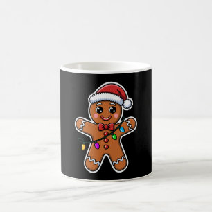 Weihnachts-Gingerbread-Mann-Santa-Hut-Lichter Xmas Kaffeetasse