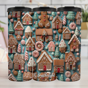 Weihnachts-Gingerbread-Musterkunst Thermosbecher