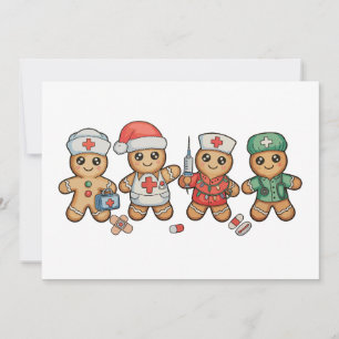 Weihnachts-Gingerbread Niedliche Krankenschwester Feiertagskarte
