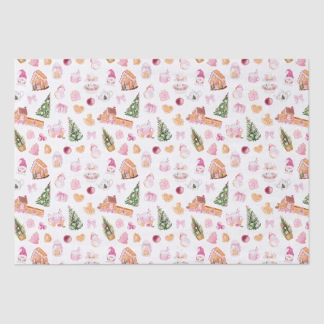 Weihnachts-Gingerbread Pink Seidenpapier (Vorderseite)