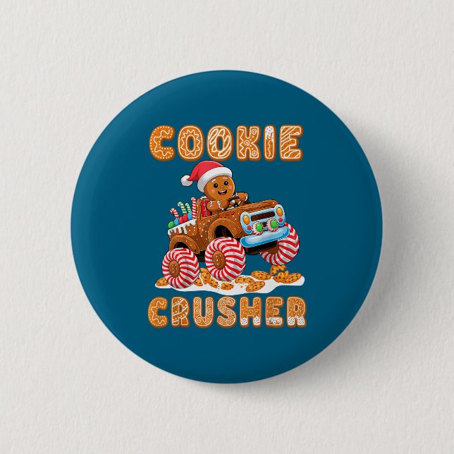 Weihnachts-Gingerbread-Pyjamas-Cookie-Crusher-Mons Button (Vorderseite)