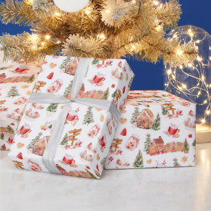 Weihnachts-Gingerbread Rot Geschenkpapier