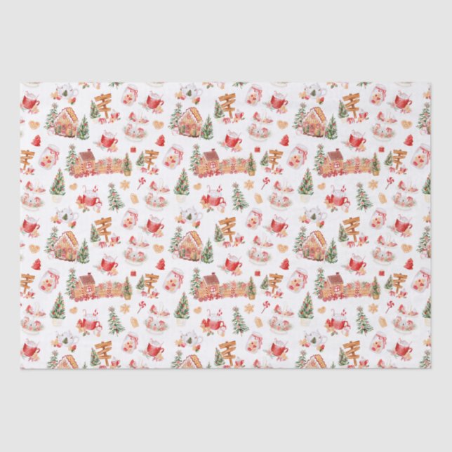 Weihnachts-Gingerbread Rot Seidenpapier (Vorderseite)