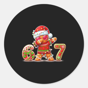 Weihnachts-Gingerbread Six Seven 67 Eis-Drip Runder Aufkleber