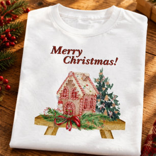 Weihnachts Gingerbrett House Watercolor Basic T-Shirt