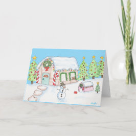 Weihnachts-Gingerbrot-Haus Feiertagskarte