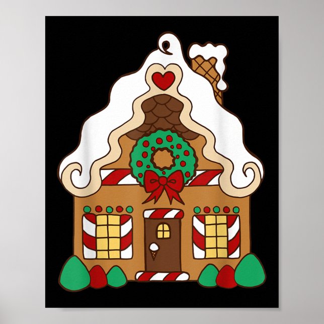 Weihnachts-Gingerbrot-Haus Poster (Vorne)