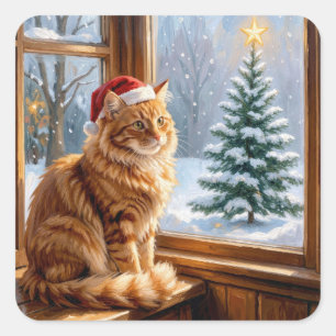 Weihnachts-Gingermaus Quadratischer Aufkleber