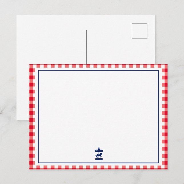 Weihnachts-Gingham-Schick Notizkarte Postkarte (Vorne/Hinten)