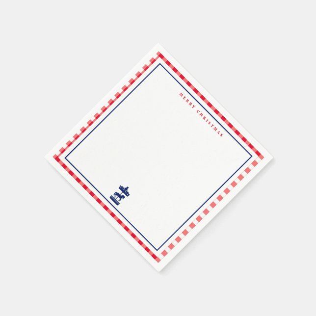 Weihnachts-Gingham-Schick Notizkarte Serviette (Ecke)
