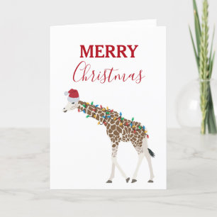 Weihnachts-Giraffe Funny Animal mit Weihnachtsmann Dankeskarte