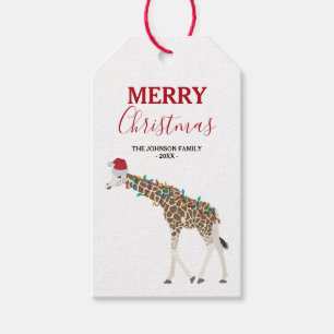 Weihnachts-Giraffe Funny Animal mit Weihnachtsmann Geschenkanhänger