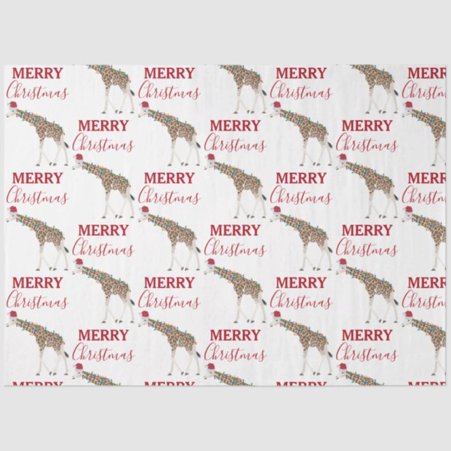 Weihnachts-Giraffe Funny Animal mit Weihnachtsmann Seidenpapier (Vorderseite)