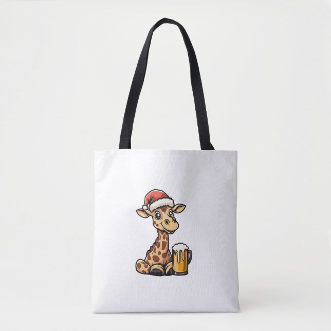 Weihnachts-Giraffe mit Bier _ Weihnachten Funny Pa (Vorderseite)