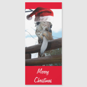 Weihnachts-Giraffe mit einem Weihnachtshut Magnetkarte