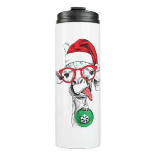Weihnachts-Giraffe, Niedliche Giraffe Thermosbecher