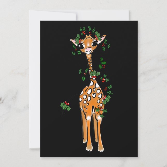Weihnachts-Giraffe, rote grüne Gartenanlage Feiertagskarte (Vorderseite)