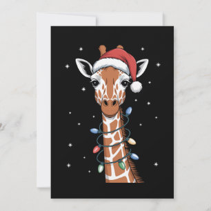 Weihnachts-Giraffe-Santa-Hut-Xmas-Lichter-Schneefl Einladung