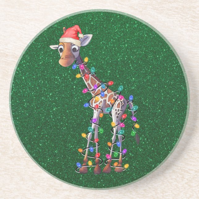 Weihnachts-Giraffe-Untersetzer Getränkeuntersetzer (Vorne)