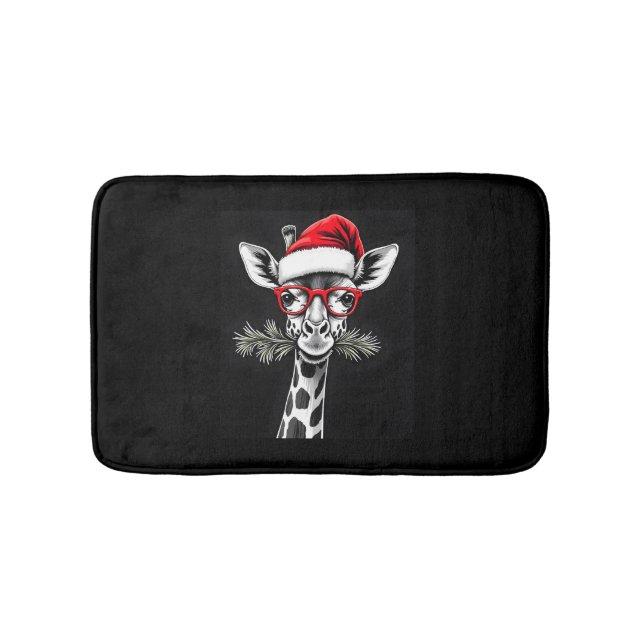 Weihnachts-Giraffe Weihnachtsmannmütze Pajama-Gesc Badematte (Vorderseite)