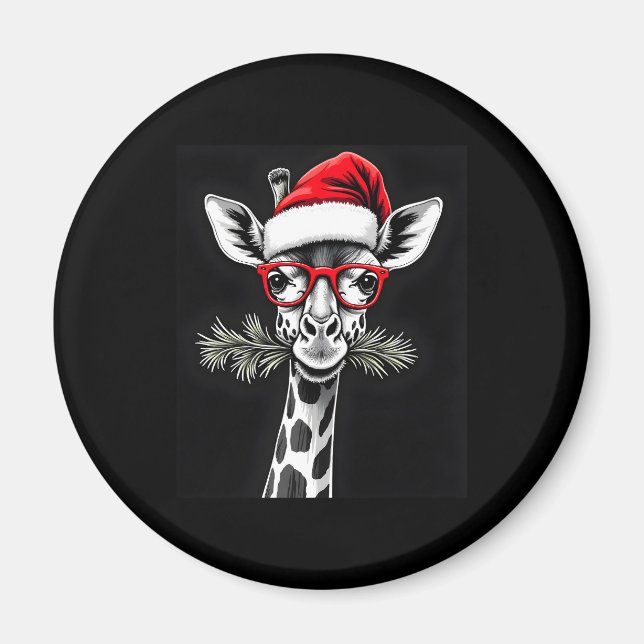 Weihnachts-Giraffe Weihnachtsmannmütze Pajama-Gesc Magnet (Vorne)