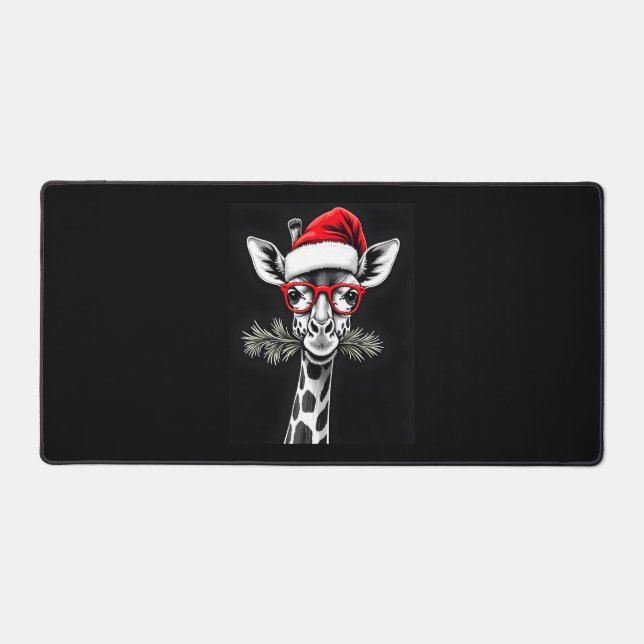Weihnachts-Giraffe Weihnachtsmannmütze Pajama-Gesc Schreibtischunterlage (Vorderseite)