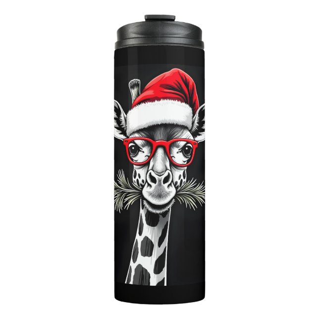 Weihnachts-Giraffe Weihnachtsmannmütze Pajama-Gesc Thermosbecher (Vorderseite)
