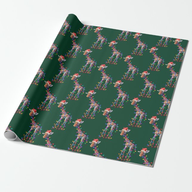 Weihnachts-Giraffe Wrapping Paper Geschenkpapier (Ungerollt)