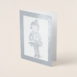 Weihnachts-Girl Holding Holiday Bell, ZSSPG Folienkarte