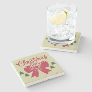Weihnachts-Girly-Bäume-Ästhetik Steinuntersetzer