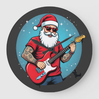 Weihnachts-Gitarrist Rockmusik Weihnachten (1) Große Wanduhr