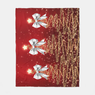 Weihnachts-Glanzbäume Rot Gold Silber Bogen Fleecedecke