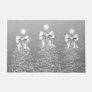Weihnachts-Glanzbäume Silber-Faux-Bogen Fußmatte