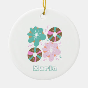 Weihnachts-Glasur-Donuts Rosa Kritzeleien   Keramik Ornament