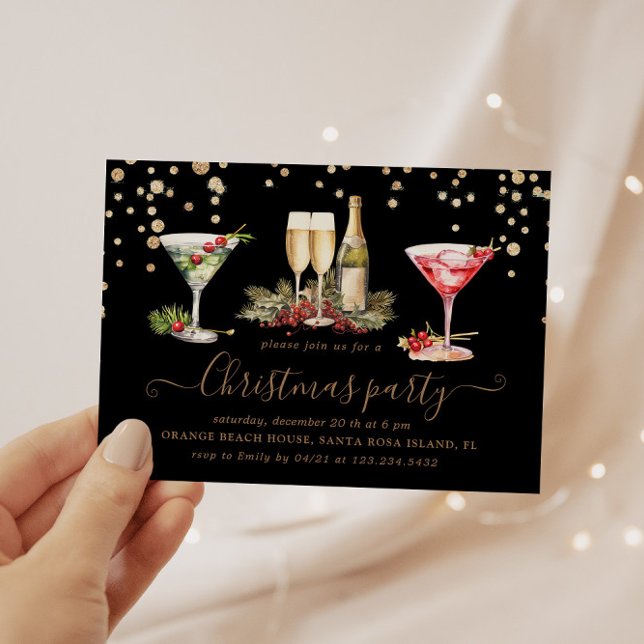 Weihnachts Glitzer Cocktail Party Einladung (Von Creator hochgeladen)