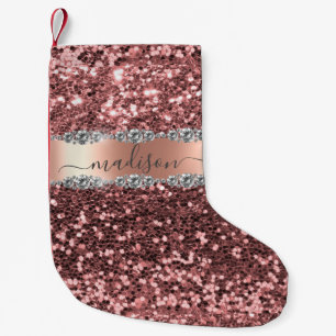 Weihnachts-Glitzer Diamond Glam Pink Personalisier Kleiner Weihnachtsstrumpf