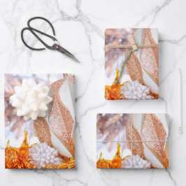 Weihnachts-Glitzer Rosa und Weiß-Ball Geschenkpapier Set