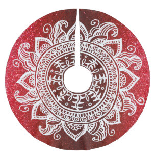 Weihnachts-Glitzer Santa Mandala Schneeflocke Polyester Weihnachtsbaumdecke