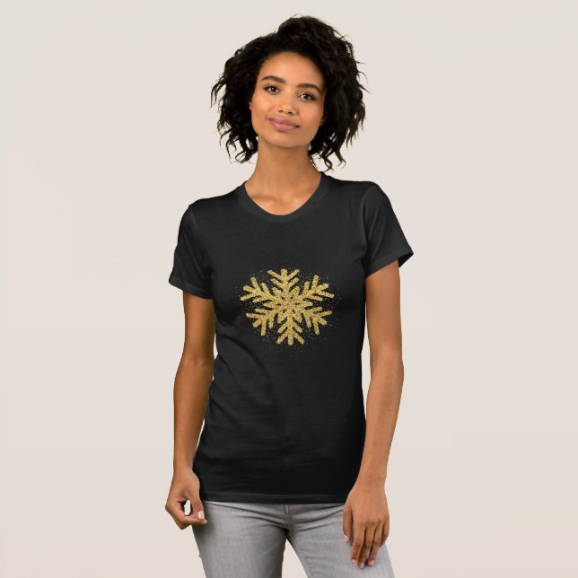 Weihnachts-Glitzer Schneeflocke Frauen T-Shirt (Vorne ganz)